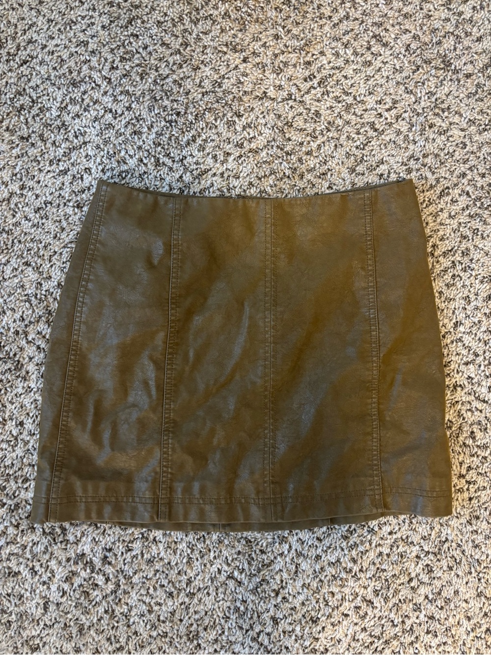 Free People Olive Faux-Leather Mini Skirt